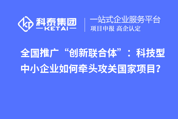 全國推廣“創新聯合體”：科技型中小企業如何牽頭攻關國家項目？