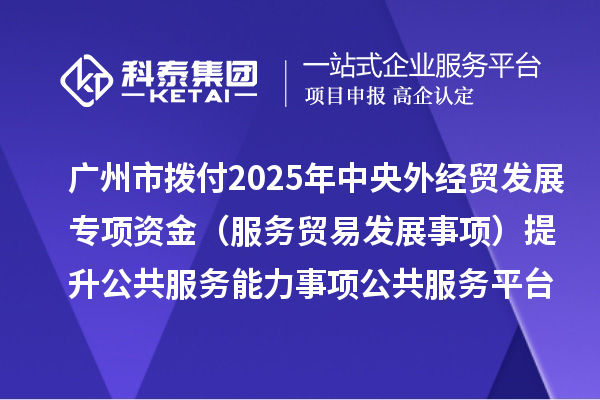廣州市撥付2025年中央外經貿發展專項資金（服務貿易發展事項）提升公共服務能力事項公共服務平臺項目資金
